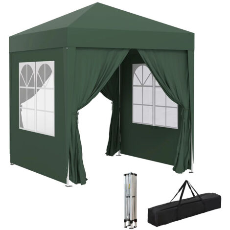 Gazebo pliable 2x2 m pour extérieur, Tissu Oxford 210D étanche, Hauteur 196 cm, Parfait pour jardin et camping, 8 piquets, 4 cordes et sac de transport inclus, Vert (1/5)