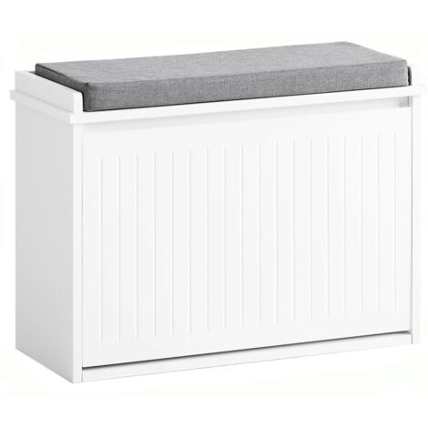 Banc meuble à chaussures avec abattant, banc d’entrée avec coussin 62 x 46 x 26 cm (1/5)