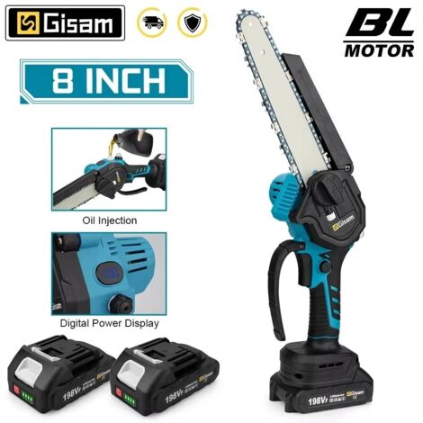8 pouces scie électrique sans brosse scie à chaîne électrique à une main outil de jardinage pour le travail du bois scie d'élagage pour Makita 18v batterie broche, avec 2 batteries (1/5)