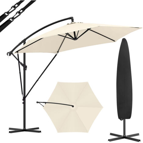 Parasol de terrasse inclinable – Système à manivelle – Anti-UV et imperméable – Sac de rangement inclus,Beige (1/5)