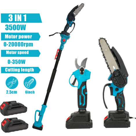 Sécateur Électrique et Tronçonneuse Télescopique 3 en 1 – Outil de Coupe Sans Balais, Élagage d’Arbres, Livré avec 2 Batteries, Compatible Makita 18V (1/5)