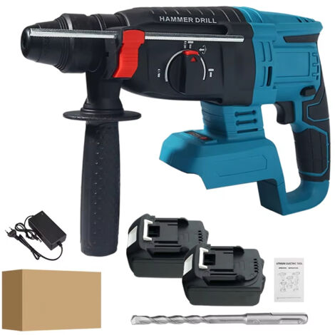 Marteau perforateur rotatif sans fil 26mm SDS Plus Brushless compatible 18V – perceuse à percussion électrique 3 fonctions, 2 batteries lithium incluses (1/5)