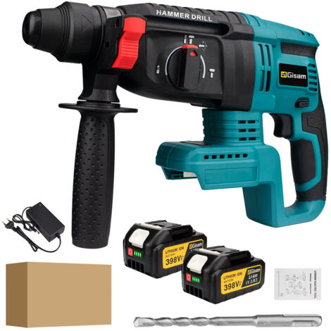Marteau perforateur rotatif sans fil 26mm SDS Plus Brushless compatible Makita 18V – outil multifonction, 2 batteries + 1 accessoire, emballage carton (1/5)
