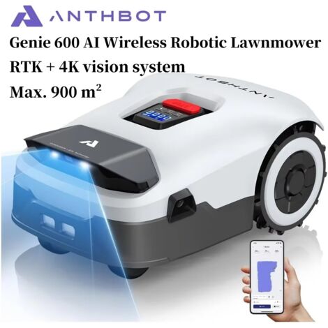 Tondeuse à gazon robot sans fil ANTHBOT Genie 600 AI, Max. 900 m2, bande pleine fréquence RTK + robot tondeuse à gazon à 4 caméras (1/5)
