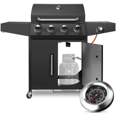 Gril à gaz extérieur 4 + 1 brûleur avec brûleur latéral 52,000 BTU, grande surface de cuisson, barbecue propane inox avec jauge de températur (1/5)