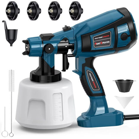 Pistolet à peinture HVLP bleu – 800 W – Réservoir 1400 ml – 4 buses cuivre – Pour meubles, murs, clôtures, voitures – DIY (1/5)