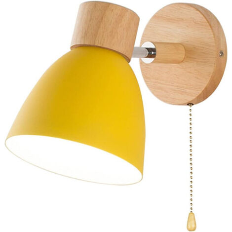 Lampe de mur design macaron – douille E27 – éclairage mural avec interrupteur à cordon(Jaune, lumière blanche) (1/5)