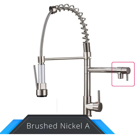 Robinet nickel brossé – Bec ressort orientable – Mitigeur universel – SUS 304 – Version B (1/5)