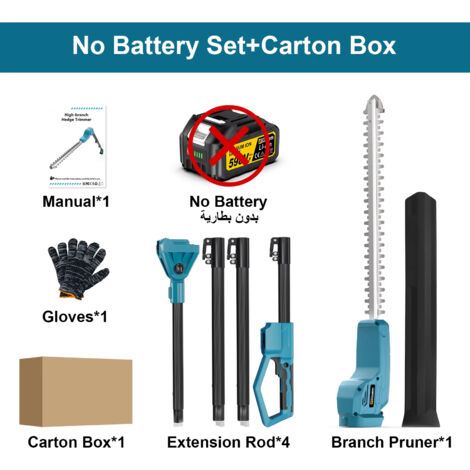 Coupe-haie électrique – 7200 coups/min – Sans balais – Perche extensible – Compatible Makita 18V – Format nu