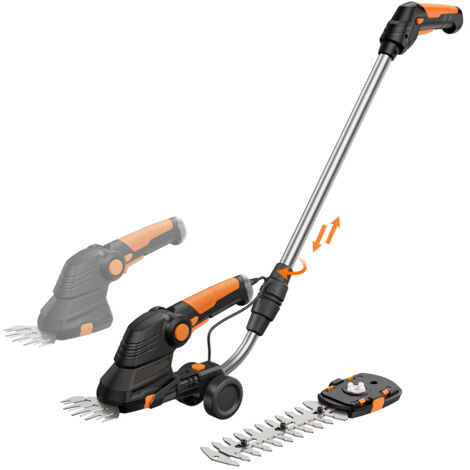 Cisaille gazon 3-en-1 – 7,2 V sans fil – Tige télescopique – Lames 90 et 170 mm – Coupe bordures et jardin (1/5)
