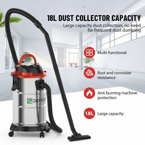 Aspirateur sec et humide 5000W avec fonction souffleur 3 en 1, extracteur de poussière industriel puissant de 19 kPa avec réservoir de 18L pour la maison (1/5)