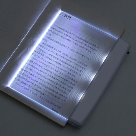 Liseuse LED pour livre – éclairage uniforme pleine page – lampe de lecture sur piles – idéale pour le lit,Blanc