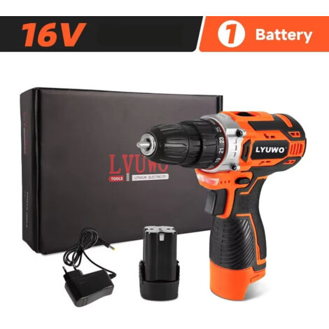 Perceuse-visseuse sans fil 40 N·m – 16V mandrin sans clé, 2 vitesses, tournevis électrique rechargeable, outil de bricolage multifonction (1/3)
