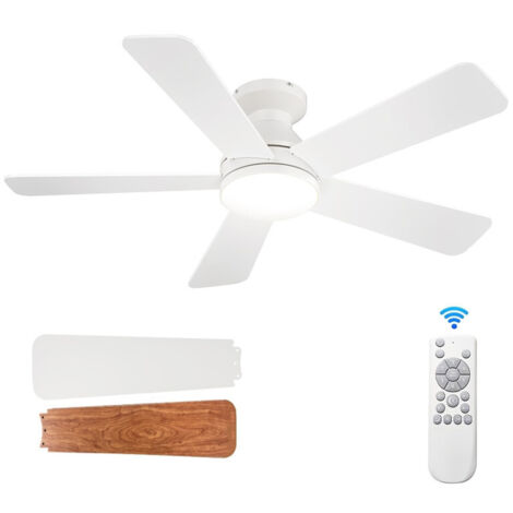 Ventilateur de plafond LED moderne à 5 têtes – Éclairage dimmable, montage encastré avec télécommande, pour salon, cuisine, chambre et bureau (1/5)