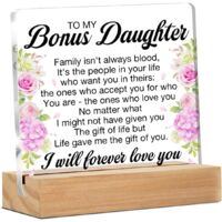 Cadeaux pour fille bonus, à ma fille bonus, cadeaux de la mère et du père de remplacement, cadeaux d'anniversaire pour fille de remplacement, cadeaux de graduation pour fille bonus, décor de maison