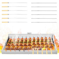 Grill rotatif électrique automatique 80 cm, barbecue inox avec brochettes, largeur réglable, idéal cuisine extérieure et barbecue de jardin