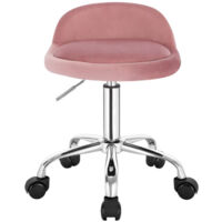 Fauteuil de bureau moderne, chaise ergonomique, rotation 360°, hauteur réglable, roulettes silencieuses, dossier bas, chaise ordinateur et maquillage, 53–65,5 × 44 × 30 cm, rose