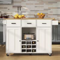 Herausnehmbarer Speisewagen mit Arbeitsplatte und Handtuchhalter,verstellbare Trennwände,Gewürzregal,ideal für Küche und Buffet,weiße Holzmaserung.