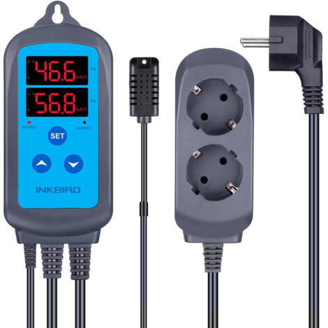 Regulateur de Temperature,,Prise thermostat Numérique Avec Sonde,Contrôleur Humidité Par App,Reptile Terrarium INKBIRD IHC-200