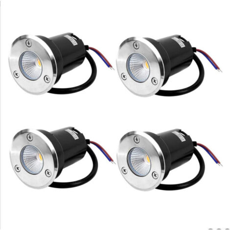 4 LED Bodeneinbaustrahler, 5W Bodeneinbauleuchte für den Außenbereich, Bodeneinbaustrahler für den Außenbereich, rostfrei, belastbar bis 800kg, 12V-24V DC, runder weißer Edelstahl [Energieklasse A+++]