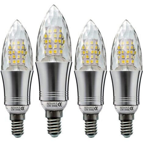 4er-Set E14 12W kerzenförmige LED-Glühbirne, 100W-äquivalente Glühlampe, warmweiß, kleine Kerzenbirne mit Edison-Schraube NPTERBL