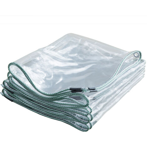 Transparente wasserdichte Plane mit Öse – 600 g/m² – Planenabdeckung – PVC-Kunststoffplane für den Garten im Freien – 0,5 mm dick (2 x 2 m)