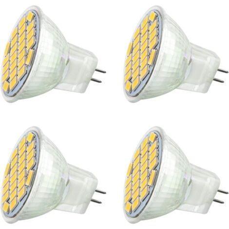 MR11 GU4 12V LED 3W Warmweiß 3000K, 350LM, 120° 35mm MR11 30W Halogenäquivalent, AC DC 24V 12V GU4 LED-Einbaustrahler für Wohnmobil-Küchenmöbel, nicht dimmbar, 4er-Set [Energieklasse A+]