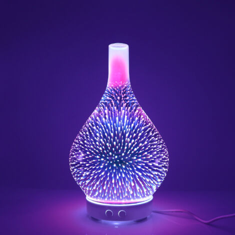 Diffusor für ätherische Öle, elektrischer Luftverteiler, Luftbefeuchter für ätherische Öle, Ultraschall-Aromadiffusor, 120 ml, automatische Abschaltung für Home Office Spa (3D-Glas), NPTERBL
