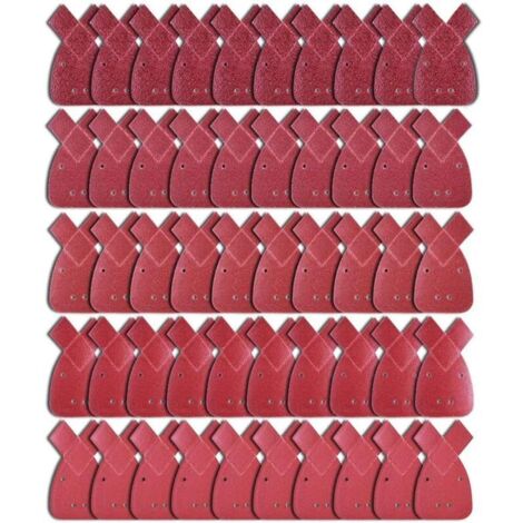 50 Stück Schleifblätter, Schleifblatt, 10 x Körnung 40/60/80/120/240, Schleifpapier, Schleifdreiecke, passend für Black und Decker Detail Palm Sander