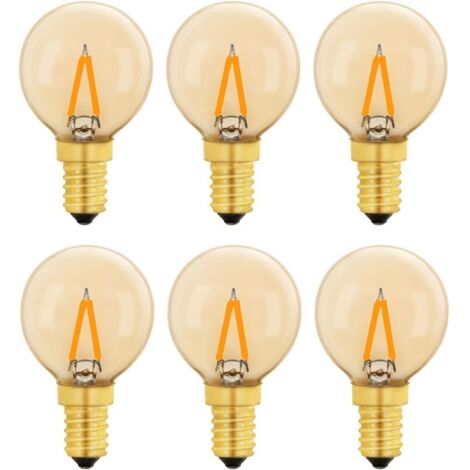 G40 Vintage Mini E14 LED-Glühbirne 1 W, bernsteinfarbene Edison-Ersatz-E14-Glühbirne 10 W für dekorative Lichter, Warmweiß 2200 K, nicht dimmbar, 6er-Pack