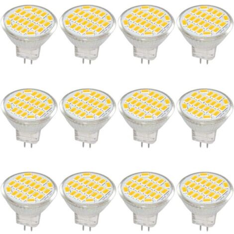 MR11 GU4 LED-Glühbirne, DC/AC 10–30 V, 3 W, 12 V, 24 V, 30 W, entspricht Halogenlampe, 400 Lumen, Warmweiß 3000 K, LED-Ersatz für Kit, Garten, Innenbereich, (12 Stück)