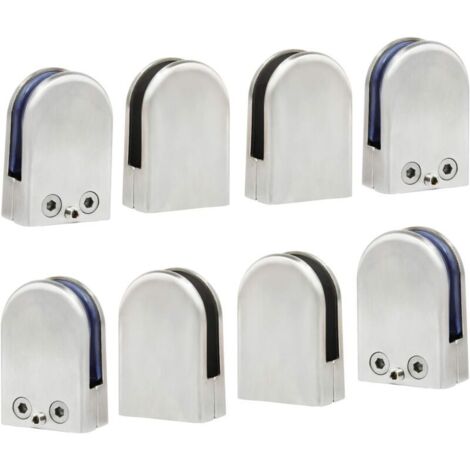 8 Stück (10–12 mm) Glasklemme, Glashalter, 304 Edelstahl, Klemmhalterung, Klemme, flache Klemme, Handlauf, Fenster, Balustrade, verstellbar, Treppe, Badezimmer