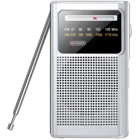Tragbares FM/AM(MW)-Radio, Mini-Transistorradio, Abstimmknopf mit Signalanzeige, hervorragender Empfang, Kopfhöreranschluss, tragbares Mini-Radio, austauschbare Batterie (AA)