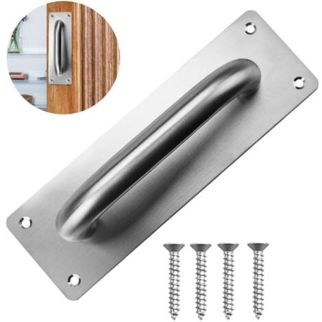 Schiebetürgriff mit 4 Schrauben, Scheunentorgriff mit Rückplatte, Edelstahl-Drucktürgriffe für Scheunentore, Schranktüren, Gärten