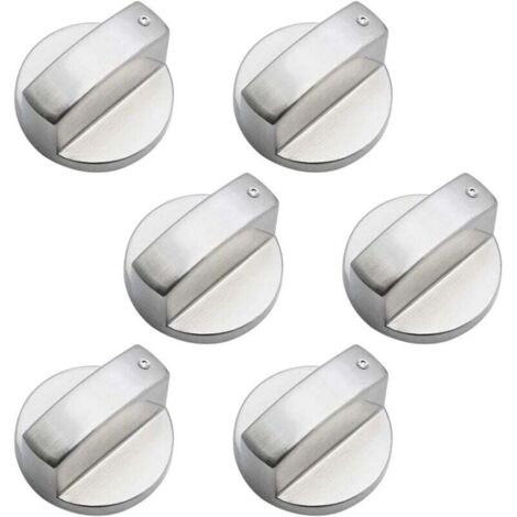 6 Stück Universal-Bedienknöpfe aus Metall, Gasherd-Knopf, 6 mm Universal-Bedienknöpfe, Herdknopf für Gasherd, Herd, Backofen, Kochfeld (1/5)