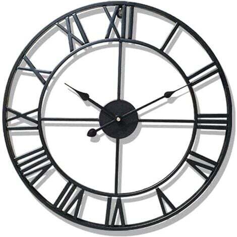 Wasserdichte Outdoor-Gartenuhr, römische digitale Gartenuhr für den Innen- und Außenbereich, Dead Metal Precision Wall-mut-Black