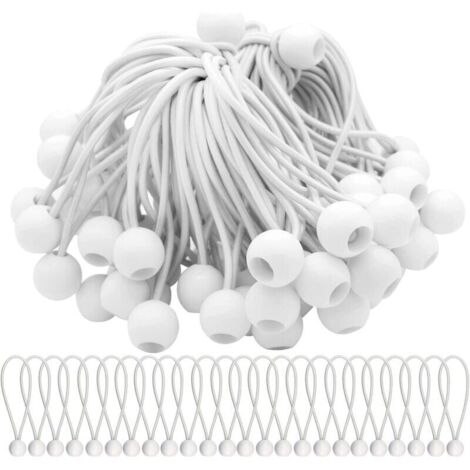 50 Stück elastische Spanner, elastische Schnüre mit Kugeln, elastische Bungee-Bungee-elastische Bälle für Partyzelte, Zelte, Banner und Planen