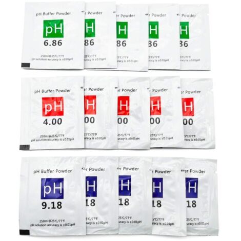 15-teiliges pH-Tester-Set, Chargennummernmessung, Pufferlösung, pH-Pulver (4,00/6,86/9,18), Kalibrierpunkt, Schauglas für pH-Meter