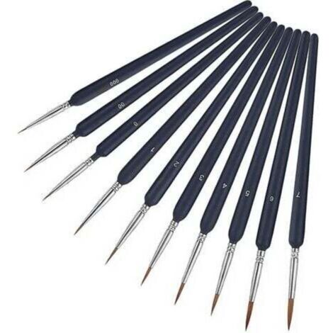 10 Stück Detailpinsel für Acrylmalerei – Feinmalpinsel, Figurenpinsel, Modellierpinsel, Aquarellpinsel, ideal für feine Details und Endbearbeitung