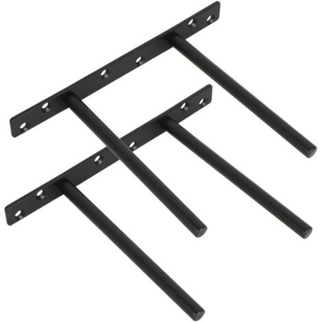 2er-Pack unsichtbare schwebende Regalhalterungen, Metallhalterung für an der Wand montierte, verdeckte schwebende Holzregale, Edelstahl, mattschwarzes Finish, 2 Stück