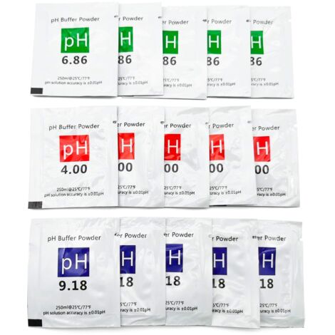 15 Stück pH-Testmessgerät zur Messung von Loslösung, Pulver, Messpuffer, pH 4,00/6,86/9,18, Kalibrierpunkt-Sichtgerät für pH-Messgerät, schnelle und genaue Kalibrierung der pH-Wasserreinheit