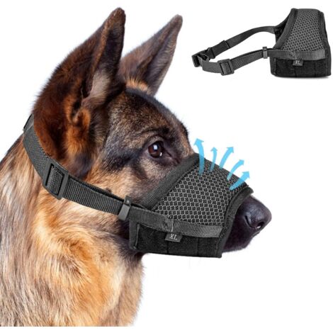 (Schwarz) 1 Stück verstellbarer Anti-Bell-Maulkorb mit selbstklebendem Netzring. Verstellbarer Anti-Bell-Maulkorb für große, mittelgroße und kleine Hunde.