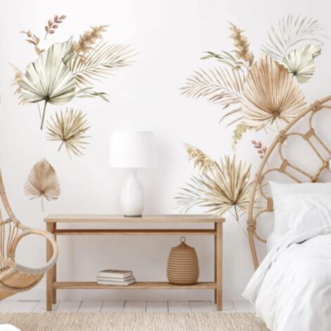 Wandtattoos mit Palmenblättern, tropische Pflanzen-Wandaufkleber, Wanddekoration für Schlafzimmer, Wohnzimmer, Büro