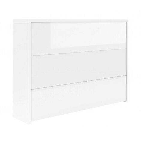 Faltbarer Schreibtisch mit Rollen & Wireless Charger–Weiß Hochglanz–2-in-1 Sideboard & Arbeitsplatz,115×27×93 cm geschlossen, 95×51 cm Tischfläche, mit Regal & Anti-Kipp,Rollen mit Bremse-Schreibtisch
