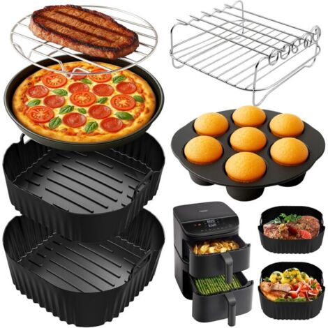 19-23CM Heißluftfritteuse Zubehör, Airfryer Zubehör für Cosori 5.5L/6L/6.2L, Cosori 10.8L,Philips NA230, Ninja AF180,BPA-frei Airfryer Silikonform Zubehör für Wiederverwendbar anstelle Backpapier.
