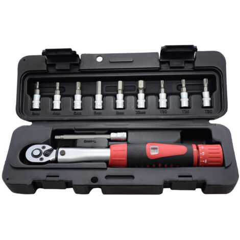 1/4"DR 5-25Nm Fahrrad-Drehmomentschlüssel-Set Fahrradreparatur-Werkzeugsatz Mechanischer Ratschen-Drehmomentschlüssel Manuelle Zange Motorrad (Farbe: 1 25Nm-Schraubenschlüssel-Kit)