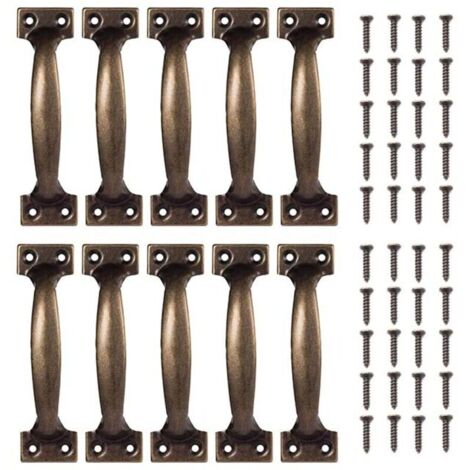 Griffe, Möbelgriff, 10 Stück, Vintage-Küchenschrankgriffe, Türknauf, Retro-Bronze-Griff für Küchenschränke (Bronze, 98 x 23 mm) (1/4)