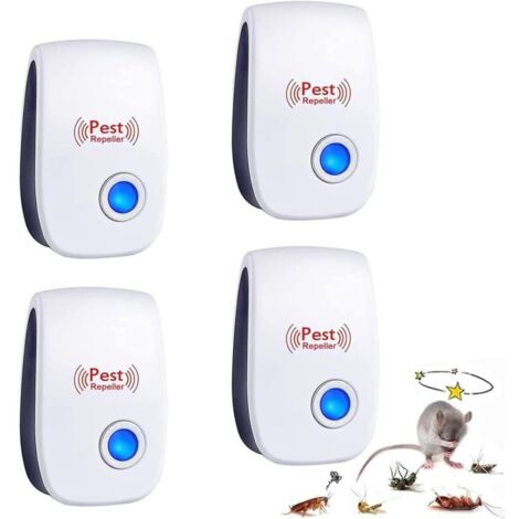 Ultraschall Schädlingsbekämpfer, 4 Stück Mäuse Vertreiben Ultraschall Mäuseschreck, Innenräumen Mäuseabwehr Pest Repeller für Vertreiben Mäuse Mücken Spinnen Kakerlaken Insekten (1/5)