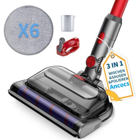 Wischaufsatz für Dyson V7 V8 V10 V11 V15 Staubsauger, Elektrischer Bodenwischermit LED-Licht, abnehmbarem Wassertank und sechs waschbaren Mops