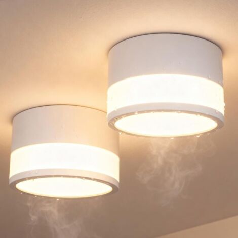 IP44 Wasserdichte Deckenleuchte Aufputz Weiß für Bad Küchen, 2er LED Aufbauspots Warmweiß 3000K für Wohnzimmer Flur, 12W 1100LM Aufbaustrahler Deckenspot 230V Feuchtraum, Rund Ø100mm63mm
